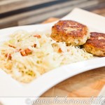 Käsepressknödel und Speckkrautsalat 