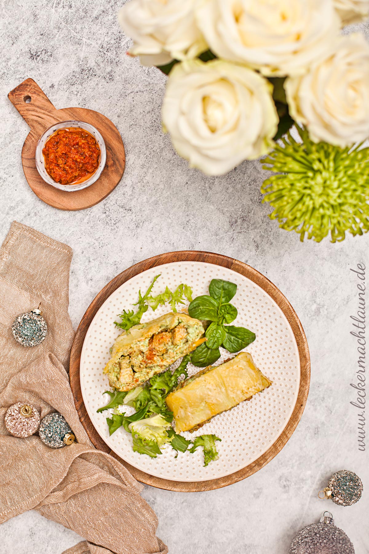 Kartoffelrolle mit Garnelenfüllung