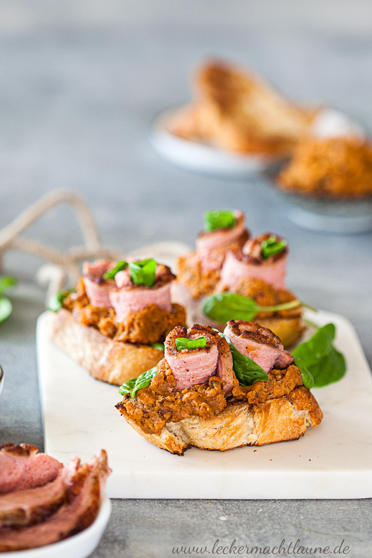 Crostini mit Süßkartoffel &amp; Entenbrust - lecker macht laune